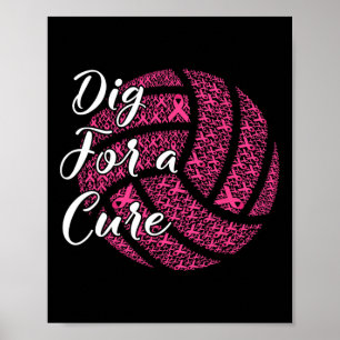 Poster Para um Cancer de mama puro rosa de vôlei