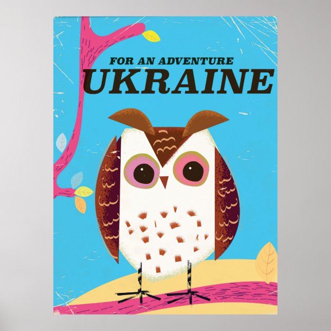 Póster Para uma Aventura Ucrânia Coruja pôster vintage (Frente)