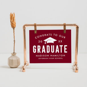 Poster Parabéns à nossa festa de graduação Burgundy Gradu