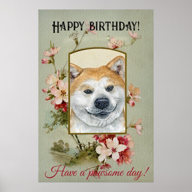 Poster Parabéns Akita inu fawn (Frente)