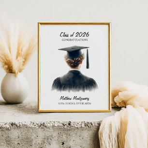 Poster Parabéns ao Graduado Loiro Cacheado Masculino