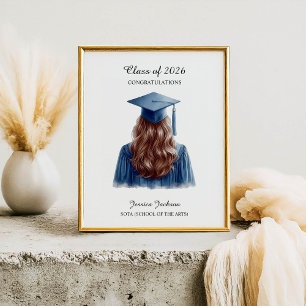 Poster Parabéns Brunette Feminino Graduado Turma de