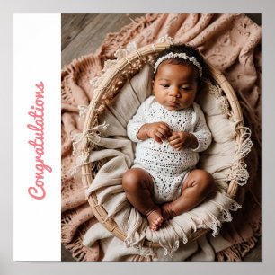 Poster parabéns de fotos de festas cor-de-rosa