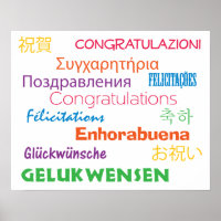 Parabéns em muitos idiomas coloridos