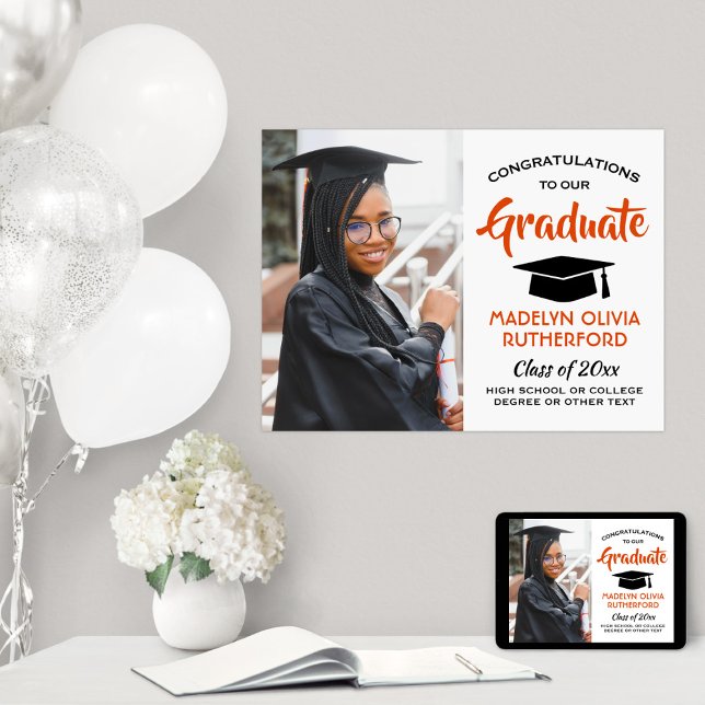 Poster Parabéns Formando Foto Laranja Branco Graduação Pr (Criador carregado)