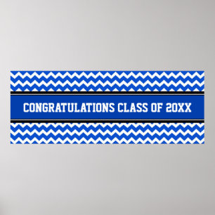 Póster Parabéns Graduação Ano Personalizado Banner Azul
