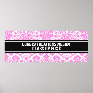 Poster Parabéns Graduação Nome Personalizado Banner Rosa