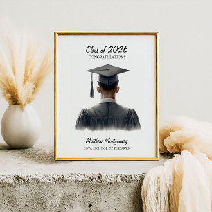 Poster Parabéns Graduado Afro-Americano Masculino