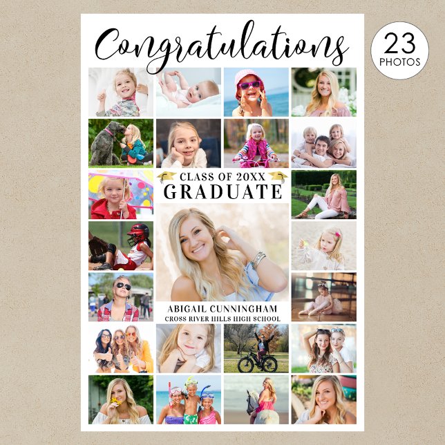 Poster Parabéns Modernos Graduado 23 Colagem de Fotos (Criador carregado)