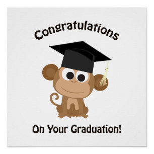 Póster parabéns no macaco da graduação