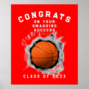Poster parabéns pela graduação do basquete
