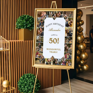 Poster Parabéns pelo Aniversário de 50 Anos Colagem de Fo