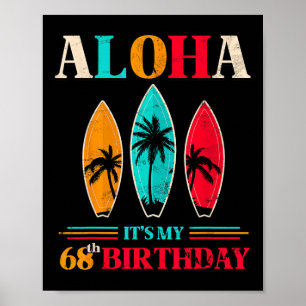 Poster Parabéns pelos 68 anos Aloha Havaí Praia Tropical 