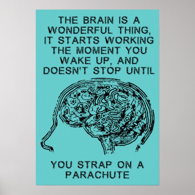 Póster Paracaídas de Trabalho Cerebral Pôster Divertido d (Frente)