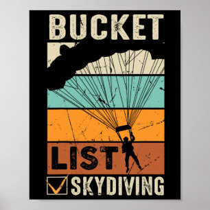 Poster Parachute Jump Skydiver Instrutor Listas de Baldes