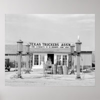 Parada de Caminhões no Texas, 1939. Foto Antiga