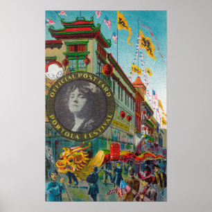 Póster Parada de Chinatown para o festival de Portola