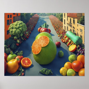 Poster Parada de Frutas e Produtos Hortícolas Gigantes Ca