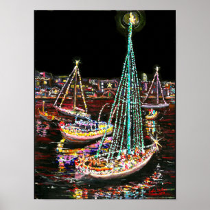 Poster Parada do barco do Natal da praia de Newport