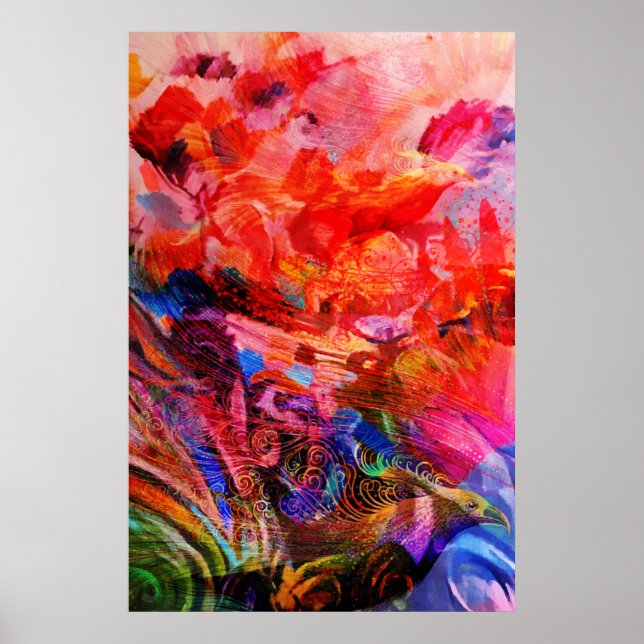 Poster Paradise Floral Bird Phoenix Ascensão Flame Art (Frente)