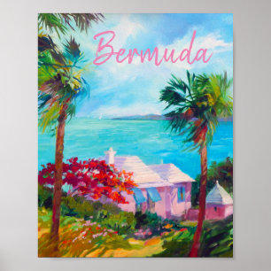 Poster Paraíso das Bermudas de pinks pastel e blues marin
