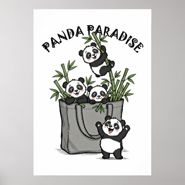 Poster Paraíso de Bambu do Panda Mastigando a Vida Lentam (Frente)