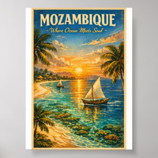 Poster Paraíso de Moçambique – Viagens ao Estilo Vintage