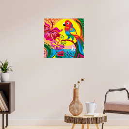 Poster Paraíso de Papagaios Tropicais