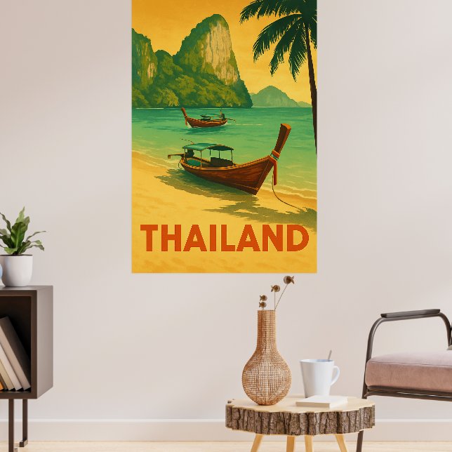 Poster Paraíso de Praia Tailandês Vintage (Sala de Estar 3)