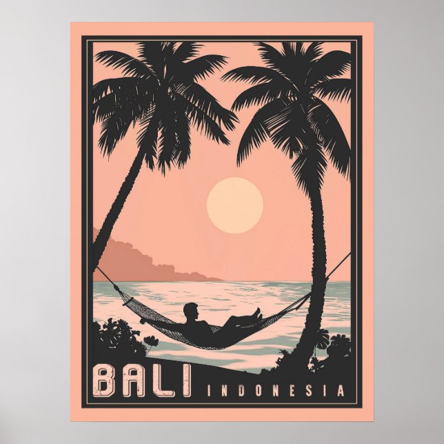 Poster Paraíso encontrado: Bali no Rosa Vintage (Frente)