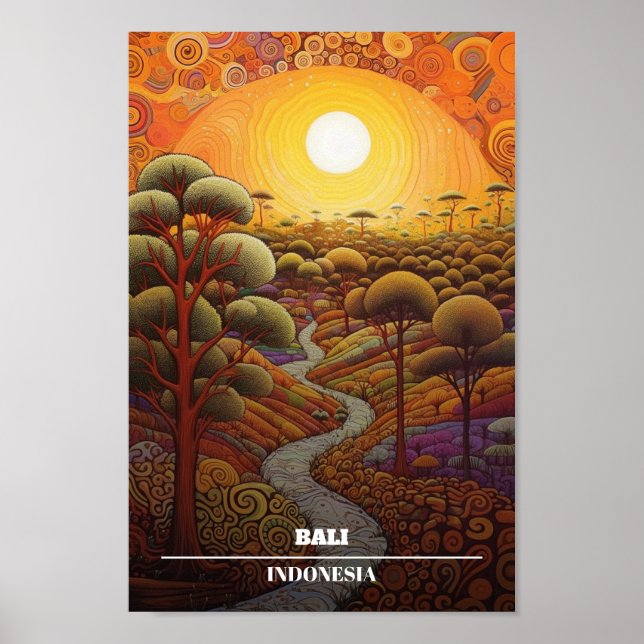 Poster Paraíso na Ilha Viagem da Bali Indonésia (Frente)