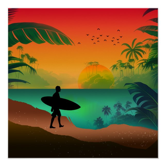 Póster Paraíso no oceano de Verão (Frente)