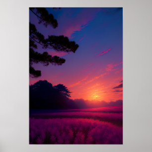 Poster Paraíso Roxo, Sunset sobre um Campo