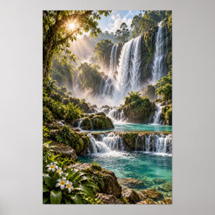 Poster Paraíso Tropical de Cachoeiras Arte de Parede de S