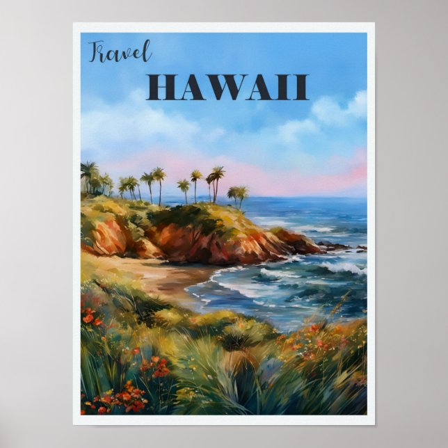 Poster Paraíso Tropical do Havaí viagens vintage (Frente)
