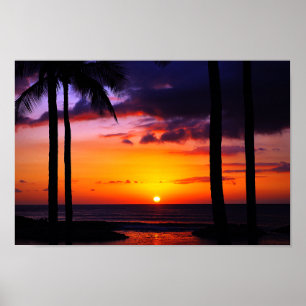 Poster Paraíso tropical havaiano do por do sol
