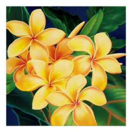 Póster Paraíso Tropical Plumeria Havaiana