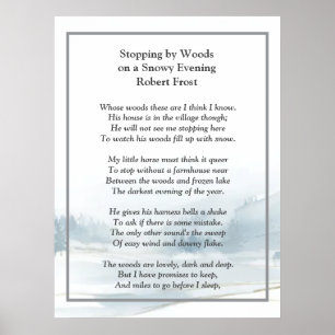 Poster Parando na Floresta numa Noite de Neve Poema de Ro