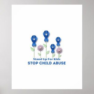 Poster Parar a Consciência da Faixa Azul de Abuso Infanti