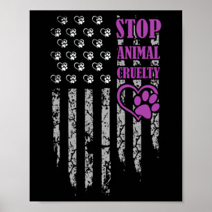 Poster Parar A Crueldade Animal Dos Eua Bandeira Pet Love
