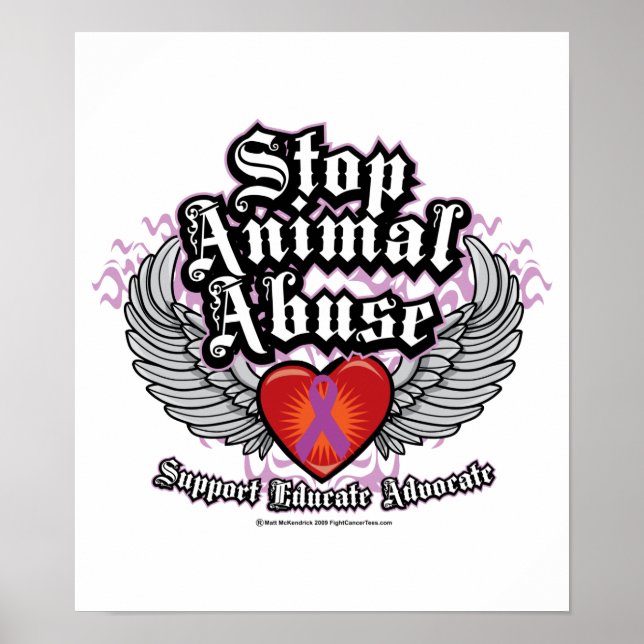 Poster Parar Asas De Abuso De Animais (Frente)