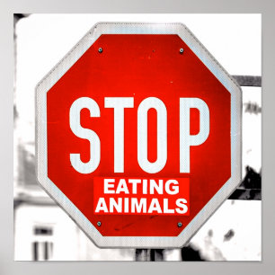Poster Parar De Comer Animais Vegan Vegetariano