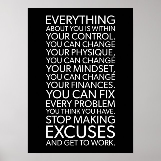 Poster Parar desculpas do Fazer - Sucesso motivacional (Frente)