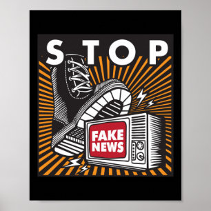 Poster Parar Notícias Falsas - Feche O Adesivo De Tv