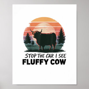 Poster Parar O Carro Ver Fluffy Cow Highland Cow Fazenda