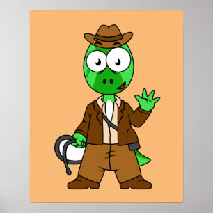 Poster Parasaurolophus Vestido Como Indiana Jones.
