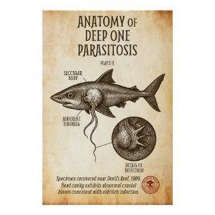 Póster Parasita De Tubarão De Estilo Vintage