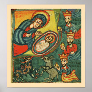 POSTER PARCEIRO DE NATAL DE NATIVIDADE, ADORAÇÃO DE MAG