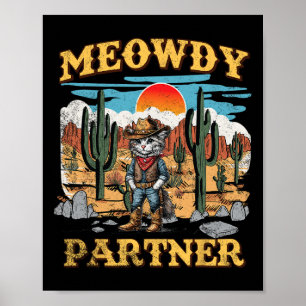 Poster Parceiro do Meowboy Ocidental Vintage Cat Meow