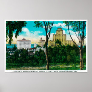 Poster Parcela da skyline de San Diego que mostra o EL